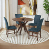 Rain 5pc Dining Set with Table & 4 Blue Chairs, 45"W Round - Blue/Brown | Ensemble de salle à manger Rain 5 pièces avec table ronde de 45 po (L) et 4 chaises bleues - bleu et brun