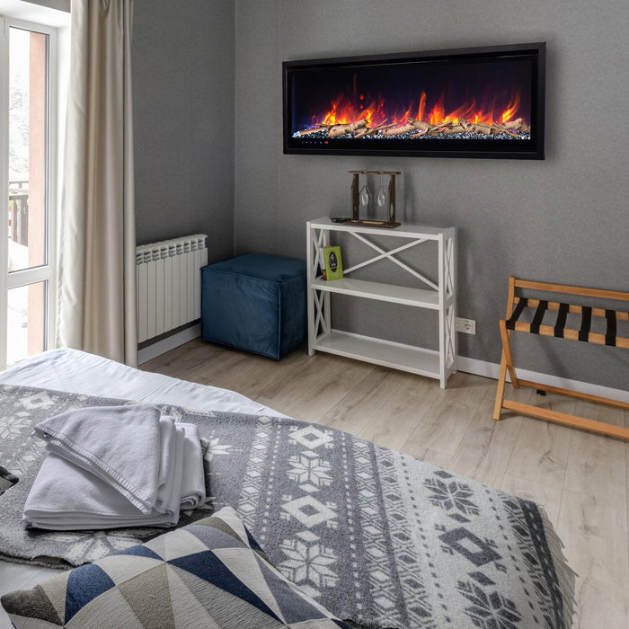 Ceres 55\" Pro Series Black Diamond Electric Fireplace – Black 
