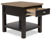 Wells 24" Solid Wood End Table with Storage and Shelf - Two Tone Brown | Table de bout Wells de 24 po en bois massif avec rangement et tablette - deux teintes de brun