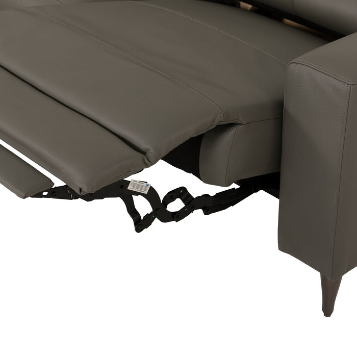 Valentino 3-Piece Left-Facing Genuine Leather Power Reclining Sectional with Adjustable Headrests - Grey