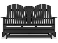 Lake Outdoor Patio Glider Loveseat - High Density Plastic, Weather Resistant – Black