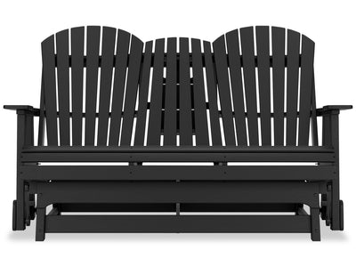 Lake Outdoor Patio Glider Loveseat - High Density Plastic, Weather Resistant – Black | Causeuse pivotante et coulissante Lake pour la terrasse à l’extérieur -  plastique haute densité, résistant aux intempéries - noire