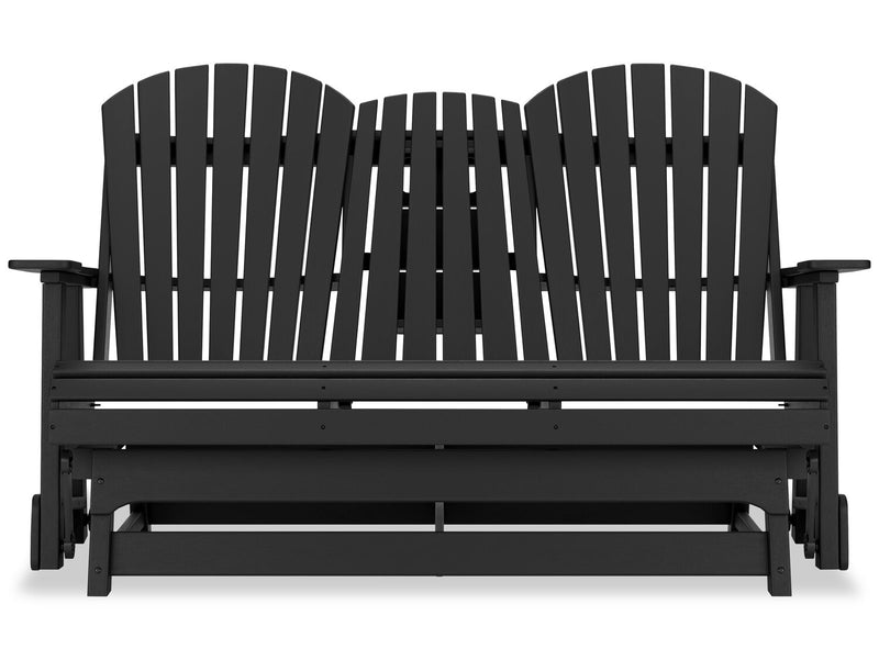 Lake Outdoor Patio Glider Loveseat - High Density Plastic, Weather Resistant – Black