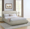 Luka Upholstered Platform Bed in Taupe Vegan-Leather Fabric, Modern - Full Size | Lit plateforme rembourré moderne Luka en tissu de cuir végétalien taupe - format lit double