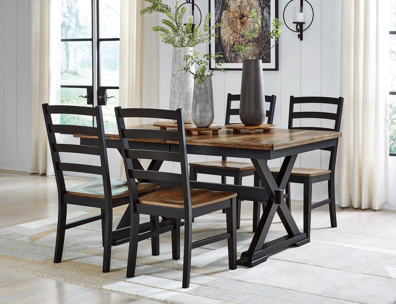 Raven Dining Table, 60-78\"W Self-Storing Butterfly Leaf Extension - Two-Tone Black & Brown