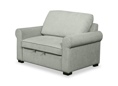 Scott Living Haven 55" Chenille Fabric Sleeper Chair with Wood Legs - Seafoam Blue | Fauteuil-lit convertible Haven de Scott Living de 55 po en tissu de chenille avec pattes en bois - bleu écume de mer