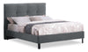 Amos Upholstered Platform Bed Base in Charcoal Fabric - Queen Size | Base de lit plateforme Amos rembourrée en tissu anthracite - format grand lit