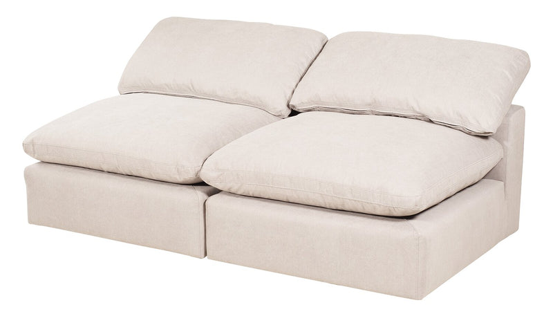 Eclipse Modular 4-Piece Linen-Look Fabric Pit Sofa Sectional with Reversible Feather Down Cushions - Linen White