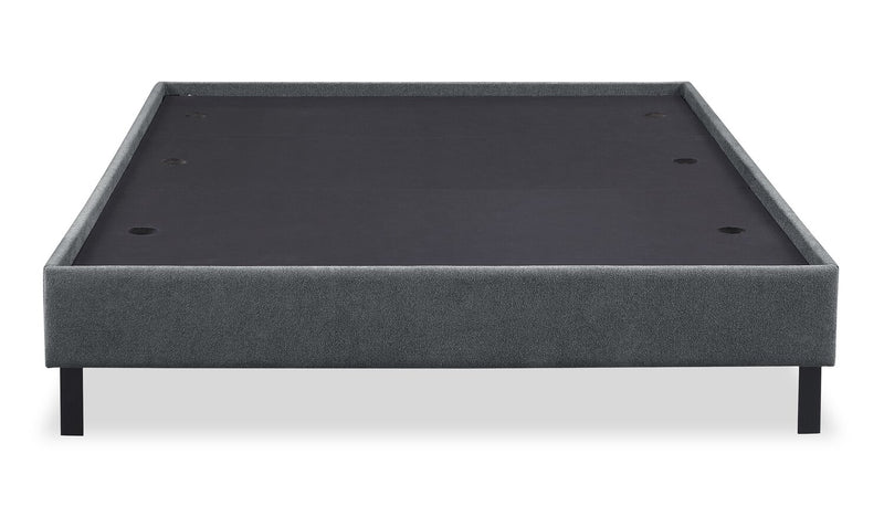 Amos Upholstered Platform Bed in Charcoal Fabric with Channelled Headboard - Full Size