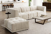 Kort & Co. Oaklyn Modular 4-Piece Fabric Sectional with Ottoman and Tufted Seat Cushions - Beige | Sofa sectionnel modulaire Oaklyn Kort & Co. 4 pièces en tissu avec pouf et coussins de siège capitonnés - beige