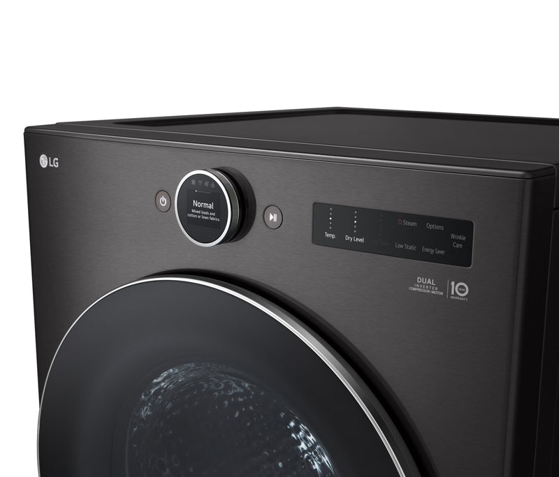 LG 7.8 Cu. Ft. Heat Pump Dryer - Black Steel - Stackable - DLHC6702B