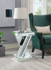 Lydia 12" Mirrored Accent Table with Crystals - Silver | Table d'appoint Lydia de 12 po en miroir avec cristaux - argentée