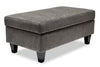 Made in Canada Nofia 44" Chenille Fabric Storage Ottoman with Wood Legs - Charcoal Grey | Pouf de rangement Nofia de 44 po fabriqué au Canada en tissu de chenille avec pattes en bois - gris anthracite