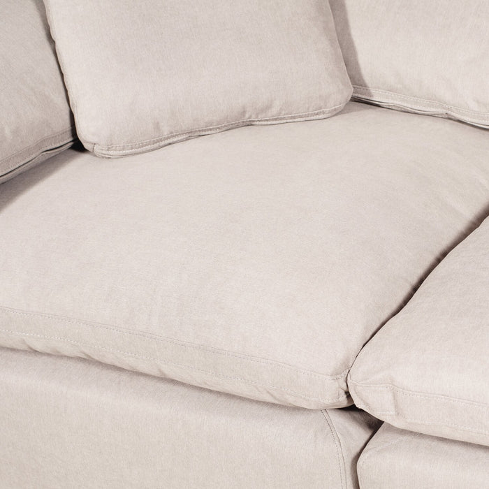 Eclipse Modular 4-Piece Linen-Look Fabric Pit Sofa Sectional with Reversible Feather Down Cushions - Linen White
