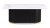 Kort & Co. Capri 47.5" Modern Rectangular Coffee Table with White Sintered Stone Top – Black and Gold | Table à café rectangulaire moderne Capri Kort & Co. de 47,5 po avec dessus en pierre frittée blanche - noire et dorée