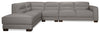 Citadel 3-Piece Left-Facing Top-Grain Genuine Leather Sectional with Wood Legs - Grey | Sofa sectionnel de gauche Citadel 3 pièces en cuir véritable de qualité supérieure avec pattes en bois - gris