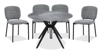 Luka 5pc Dining Set with Table & 4 Chairs, Sintered Stone Top, Metal, 43.5