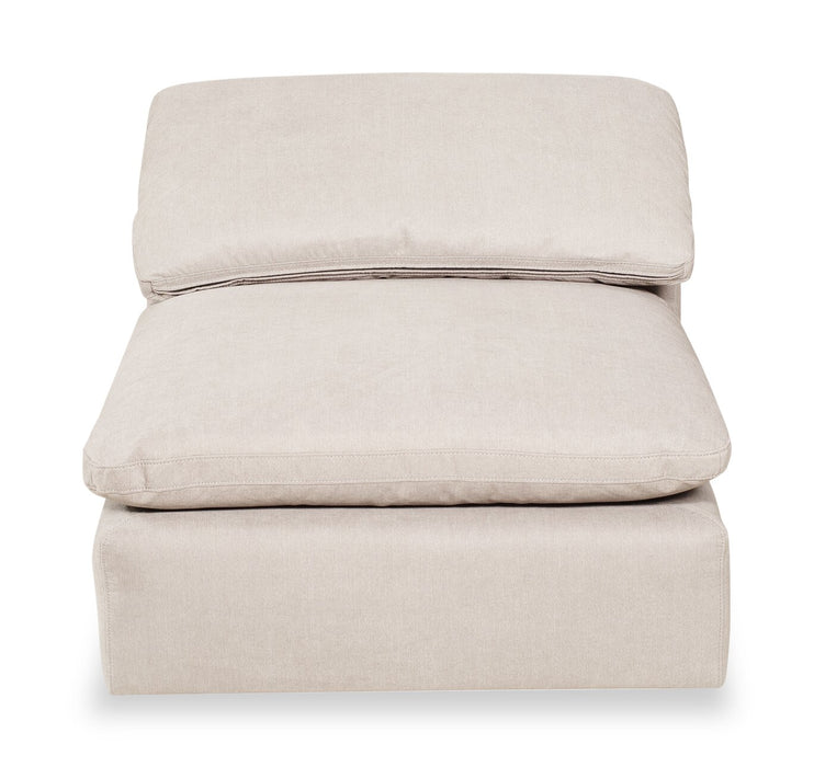 Eclipse Modular 5-Piece Linen-Look Fabric Sectional with Reversible Feather Down Cushions - Linen White