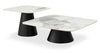 Hazel 39.5” Modern 2-Pack White Sintered Stone Top Coffee + End Table - Black and White | Ensemble table à café de 39,5 po et table de bout modernes Hazel avec dessus en pierre frittée blanche - noir et blanc