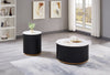 Kort & Co. Capri 20” Modern Round End Table with White Sintered Stone Top - Black and Gold | Table de bout ronde moderne Capri de Kort & Co. de 20 po avec dessus en pierre frittée blanche - noire et dorée