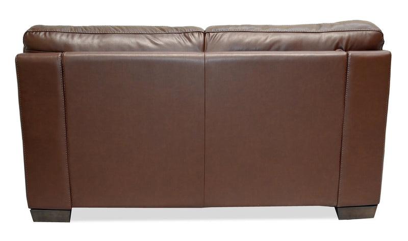 Classico 71\" Genuine Leather Loveseat with Wood Legs – Tobacco