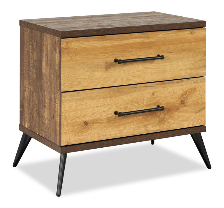 Silas Bedside 2-Drawer Nightstand, 26\"W x 23.9\"H - Rustic Brown