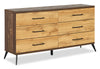 Silas Bedroom 6-Drawer Dresser, 64"W x 33.4"H - Rustic Brown