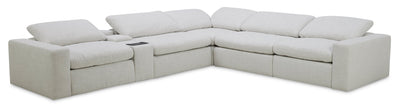Sky Modular 6-Piece Fabric Power Reclining Sectional with Reclining Armless Chair - Nathan Wheat | Sofa sectionnel modulaire à inclinaison électrique Sky 6 pièces en tissu avec fauteuil sans accoudoirs inclinable - blé Nathan