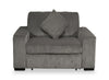 Stratus 59” Faux Fur Fabric Chair with Power Sliding Chaise - Fog Grey | Fauteuil Stratus de 59 po en tissu de fausse fourrure avec fauteuil long à coulissement électrique - gris brouillard