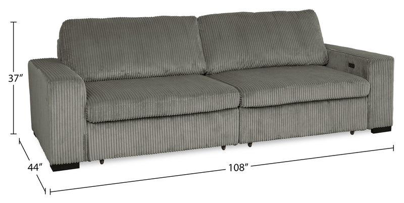 Stratus 108\" Faux Fur Fabric Full-Size Sofa Bed with Power Sliding - Fog Grey