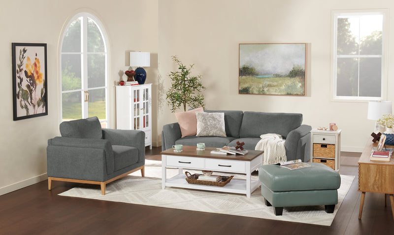 Chateau d’Ax Vita 31\" 100% Genuine Leather Ottoman with Diamond Pattern Stitching and Wood Legs - Seafoam Green