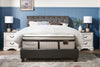 Tulsa Upholstered Platform Bed in Grey Vegan-Leather Fabric, Button Tufted - Queen Size | Lit plateforme rembourré Tulsa en tissu de cuir végétalien gris avec capitonnage à boutons - format grand lit