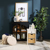 Jon 15.5" Chairside Table with 2 Baskets & Drawer - White Oak|Table de fauteuil Jon de 15,5 po avec 2 paniers et tiroir - chêne blanc