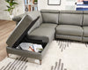 Valentino 3-Piece Left-Facing Genuine Leather Power Reclining Sectional with Adjustable Headrests - Grey | Sofa sectionnel de gauche à inclinaison électrique Valentino 3 pièces en cuir véritable avec appuie-têtes réglables - gris