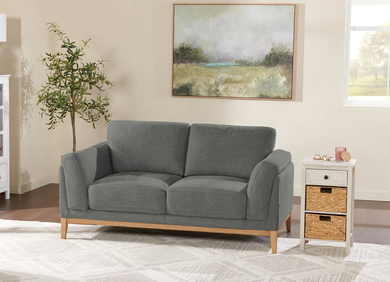 Valley 67.7\" Fabric Loveseat with Rubberwood Base and Legs - Pewter