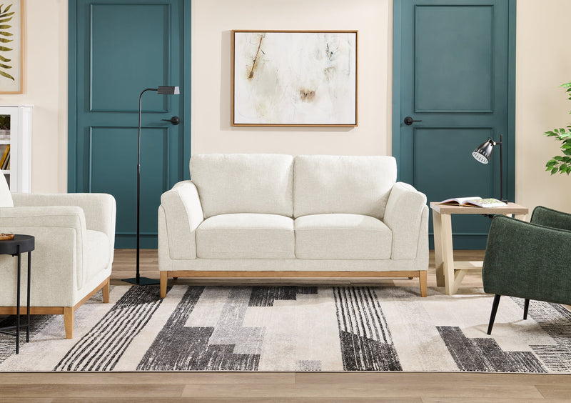 Valley 67.7\" Fabric Loveseat with Rubberwood Base and Legs - Sand