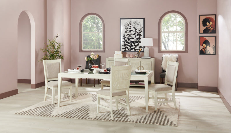 Vida Dining Table with Glass Inserts, 78\"W - Sand