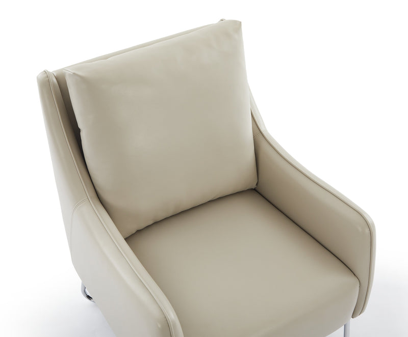 Vine 34.6\" Leather-Look Fabric Accent Chair with Metal Legs - Taupe 
