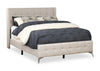 Zara Upholstered Bed in Beige Linen-Look Fabric - Button Tufted - Queen Size | Lit rembourré Zara en tissu d’apparence lin beige avec capitonnage à boutons - format grand lit