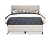 Zara Upholstered Bed in Beige Linen-Look Fabric - Button Tufted - Queen Size | Lit rembourré Zara en tissu d’apparence lin beige avec capitonnage à boutons - format grand lit