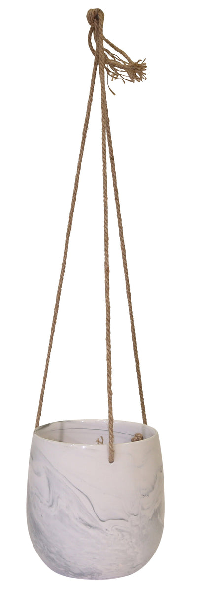 Grey Marble Hanging Planter|Pot à fleurs suspendu marbre gris|13742MPL