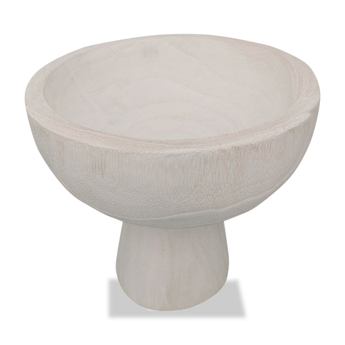 White 8\" Paulownia Wood Bowl