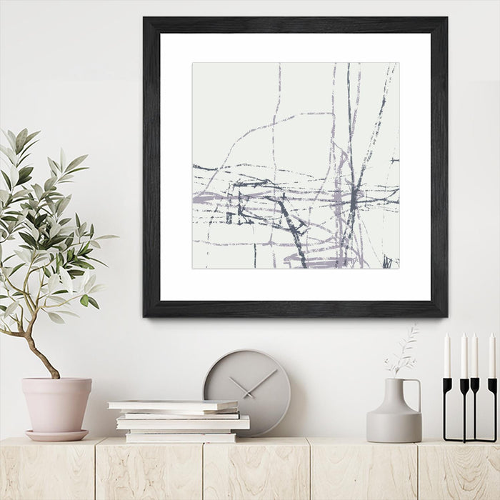 \"Chalk Doodles H\" Matted and Framed Black 30x30 Wall Art