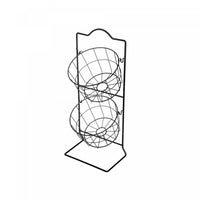 2 Tier Round Metal Grid Fruit Basket Stand Black Kitchen Storage