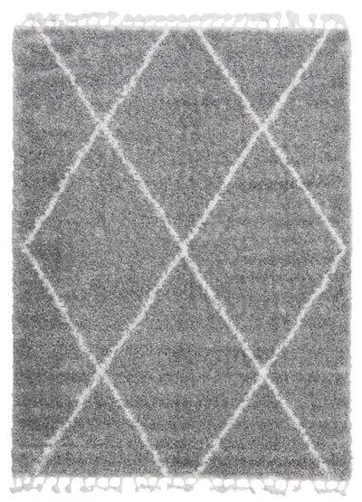 Helma Losange Light Grey Shag 6'7" X 9'6" Area Rug