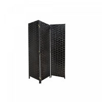 3 Panel Woven Bamboo Screen Black