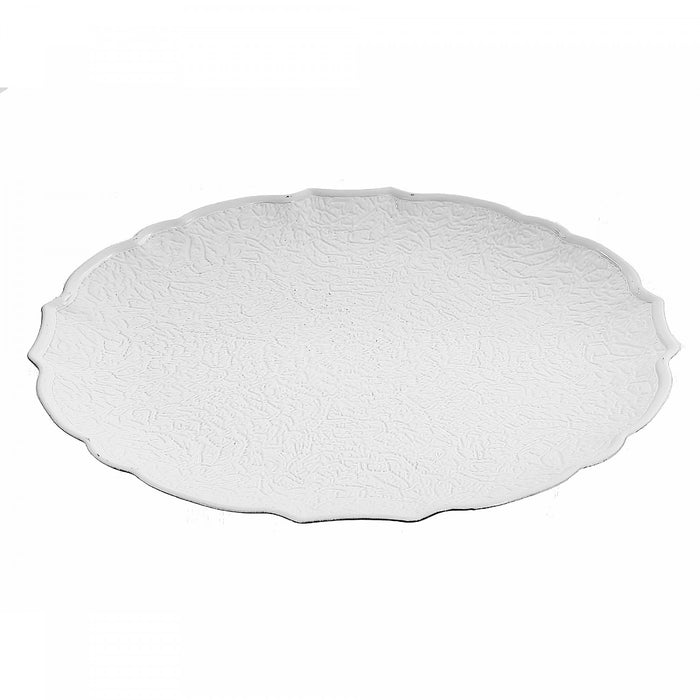 Round Serving Plate Textured White - Set of 6