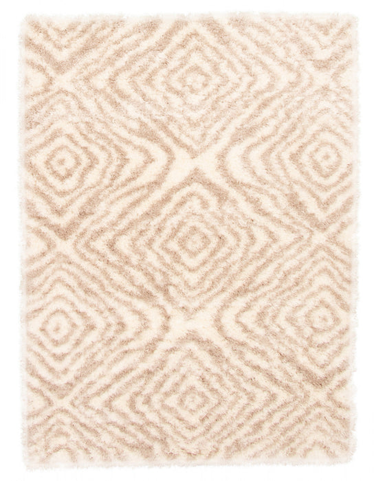 Agalia Abstract Ivory-Tan Shag - 6'7\" x 9'6\"