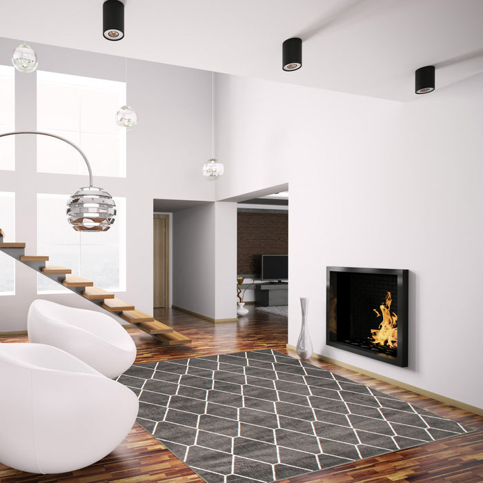 August Dark Grey-White 6'7\" x 9'6\" Area Rug