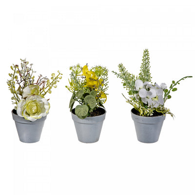 Artificial Potted Floral - Set of 3 Artificial Flower|Fleurs artificielles dans un pot - ensemble de 3 fleurs artificielles
